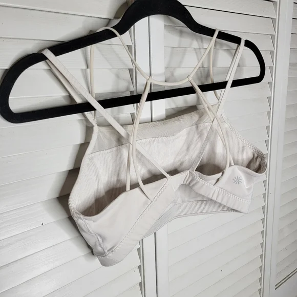 Athleta Powervita Superstrap Strappy Mesh Detail White Sports Bra MEDIUM EUC - Picture 5 of 9